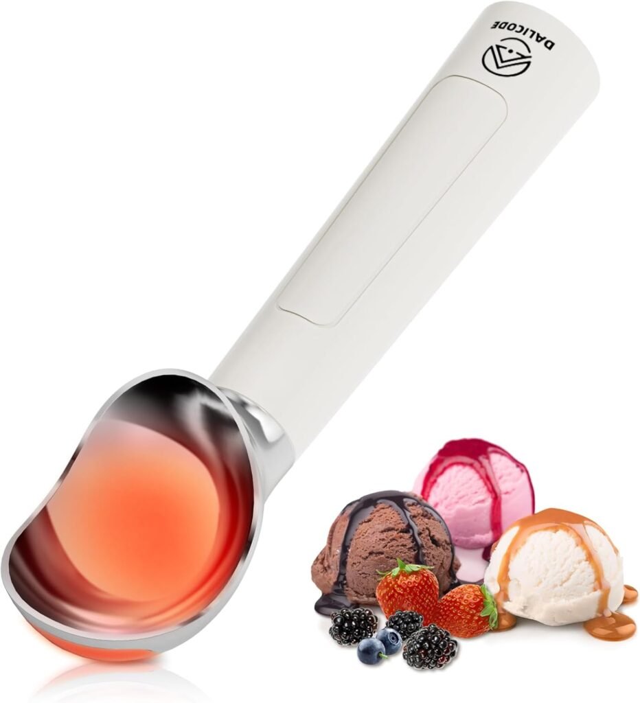 Dalicode Heated Ice Cream Scoop – Electric Scooper for Hard Ice Cream and Desserts, Handheld Heating Up to 158°F, Rechargeable with LED Display, Easy to Clean, Ideal Summer Gift