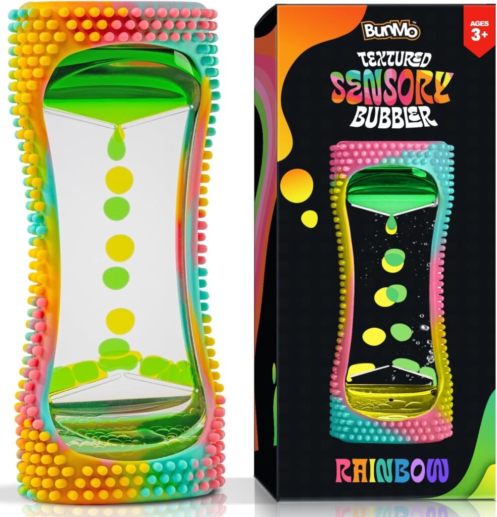BUNMO Liquid Motion Bubbler Sensory Toy for Kids & Adults – Gentle Fidget Toy for Mindfulness – Stimulating Visual Sensory Experience – Colorful Bubble Fidget Timer for Desk & Travel - Rainbow