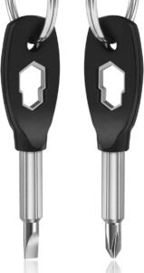 Keychain Screwdriver Tools, Stocking Stuffers for Men, 6-in-1 Screwdriver Bit with Flathead and Phillips, Slotted and Hex Wrench Cool Gadgets, Christmas Gifts for Mens