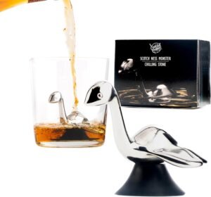 Loch Ness Whisky Chilling Stone – Stainless Steel Reusable Ice Cube | Novelty Bar Accessory for Father's Day, Whisky, Bourbon, Scotch & Cocktail Lovers (Classic Box)