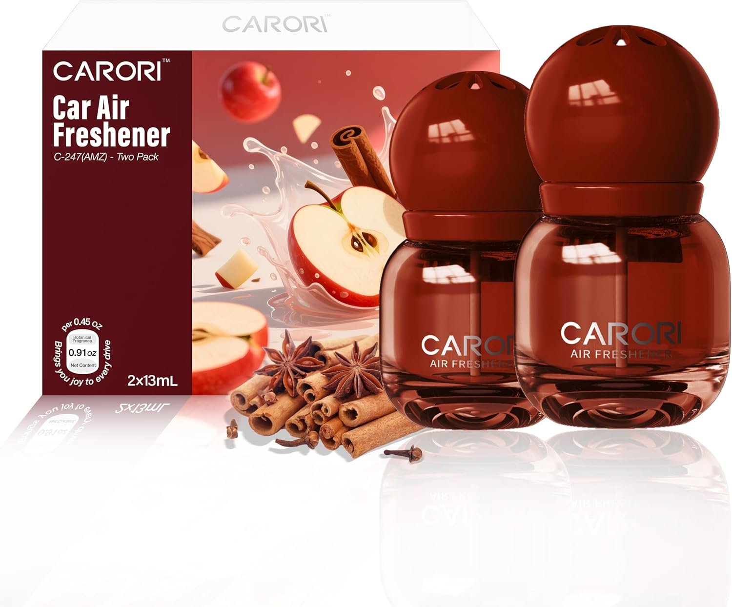 Carori Cute Car Air Freshener 2 Pack, Lightbulb-Shaped Car Fresheners, Automotive Vent Clip, Long Lasting Scent, Essential Oils, Cute Car Accessories for Women, Apple Cinnamon Scent