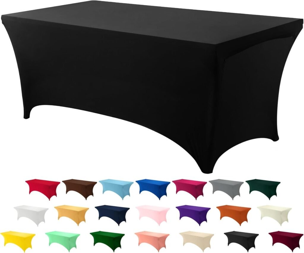Utopia Kitchen Spandex Tablecloth 1 Pack [4FT, Black] Tight, Fitted, Washable and Wrinkle Resistant Stretch Rectangular Patio Table Cover for Event, Wedding, Banquet & Parties [72Lx30Wx30H Inch]