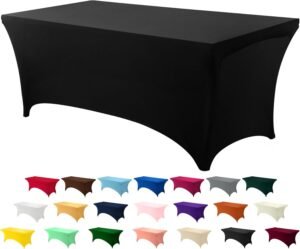 Utopia Kitchen Spandex Tablecloth 1 Pack [4FT, Black] Tight, Fitted, Washable and Wrinkle Resistant Stretch Rectangular Patio Table Cover for Event, Wedding, Banquet & Parties [72Lx30Wx30H Inch]