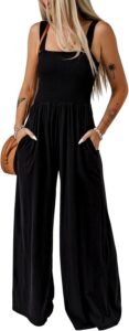Dokotoo Women's Casual Loose Overalls Jumpsuits One Piece Sleeveless Wide Leg Long Pant Rompers With Pockets