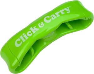 Click & Carry Grocery Bag Carrier Handle - Carry More in Fewer Trips, 100lb Capacity, Hands-Free, Gel-Padded Ergonomic Design, Shopping & Grocery Bag Holder - As Seen On Shark Tank, Green, 1 Pack