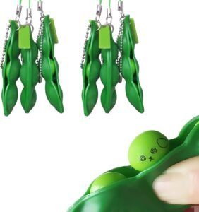 Acerich 3 Pack Edamame Keychain Fidget Toys - Squeeze-a-Bean Puchi Puti Mugen Keyring Pea Keychain Soybean Toys Gift