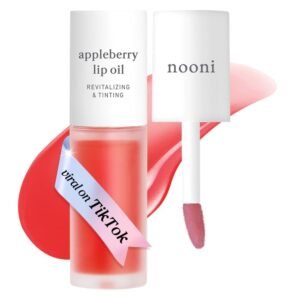 NOONI Korean Lip Oil - Appleberry | Long-Lasting, Moisturizing, Plumping, Revitalizing for Dry Lips, Waterproof, No Peel Off, Hydrating Nourishing Crystal Clear Lip Stain, Stocking Stuffers 0.12 FL Oz