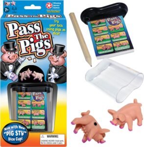 Winning Moves Pass The Pigs Games USA, a Hilarious Pig Dice Game, Family Favorite for Over 40 Years, for 2 or More Players, Ages 7+ (1046)