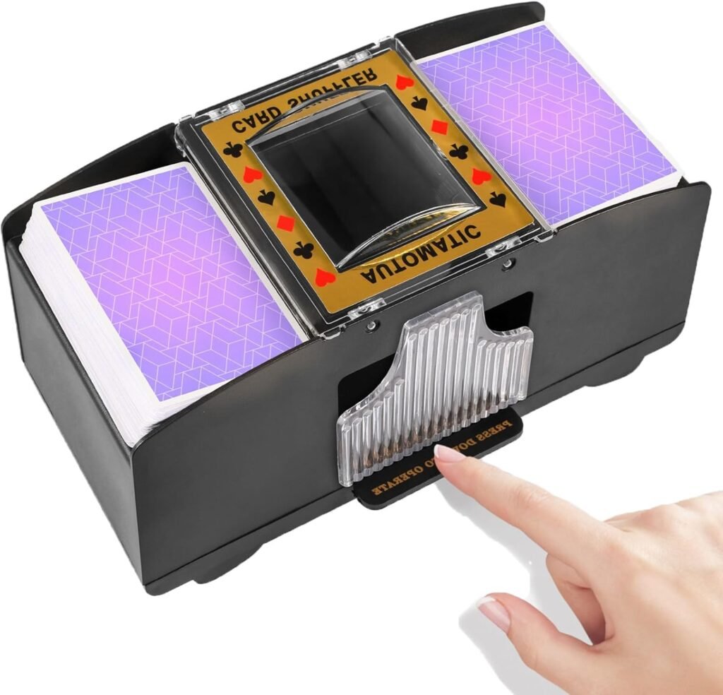 FEIERYA Automatic Card Shuffler 2/1/4/6 Deck,Battery-Operated Electric Poker Shuffler,Playing Card Shuffler for Home Card Game,Travel