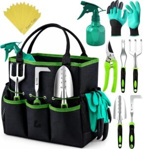 GROWIT Heavy Duty Gardening Tools - Gardening Gifts for Women, Men, Mom, Dad - Durable, Ergonomic Garden Tools Set