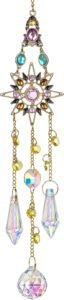 Hanging Sun Catchers with Crystals, Glass Icicle Prisms Rhinestones Suncatcher, Rainbow Maker Pendant Indoor Window Home Car Decor Gift