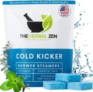 Cold Kicker Shower Steamers Aromatherapy for Relief - USA Made - Peppermint & Eucalyptus Shower Bomb Tablets – Valentines Day Gift for Her and Him – Soothing Natural Essential Oils (10 Pack)