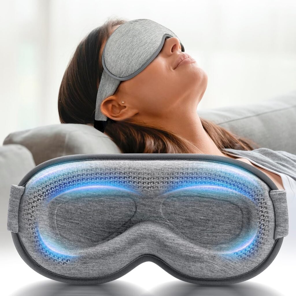 Weighted Eye Mask for Sleeping - 3D Blackout Sleep Mask for Women Men, Zero Eye Pressure, Lash-Friendly, Adjustable Strap, Airplane Travel Essentials for Long Flight & Road Trip, Meditation Mask(Gray)