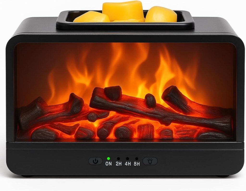 MeplLivs Dynamics Flame Fireplace Electric Wax Melt Warmer PTC Heating Plate Monochromatic Wax Burner Fragrance Wax Warmer for Home Office Gifts & Decor(Black)
