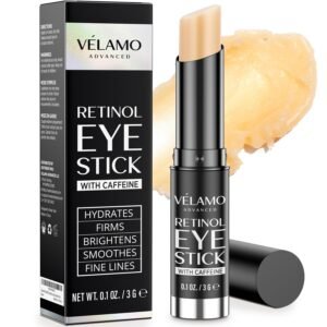 VELAMO ADVANCED Retinol Eye Stick: Retinol Eye Cream for Dark Circles and Puffiness with 1% Bakuchiol and Caffeine - Visibly Reduces Fine Lines Wrinkles Under Eye Bags with Upgraded Formula 0.1 OZ/3g