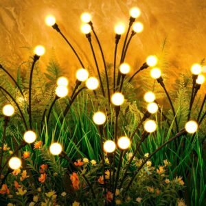 ASMAD Solar Lights Outdoor(4 Pack,32 LEDs), Solar Garden Lights, Outdoor Decorations, Firefly Light for Patio Decor, Big Bulb, Unique Gifts for Women, Gifts for Grandma
