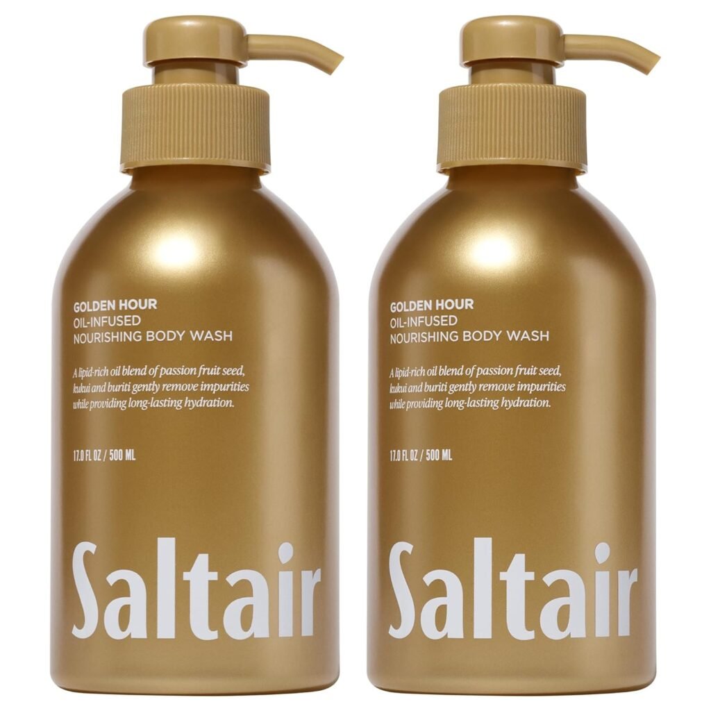 Saltair Body Wash 2-Pack – Moisturizing Body Wash with Vitamin E & Hydrating Oil Blend – Scented Shower Gel for Women and Men – Golden Hour Scent, 2x 17oz – Vegan, Cruelty-Free, Paraben-Free