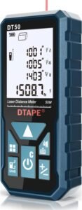 Laser Measure, DTAPE Digital Laser Distance Meter, Upgraded High-Accuracy Laser Measuring Tool, Electronic Tape Measure, 2" Backlit LCD Display, Area/Volume/Indirect Measurement, in/Ft/Ft+in/M