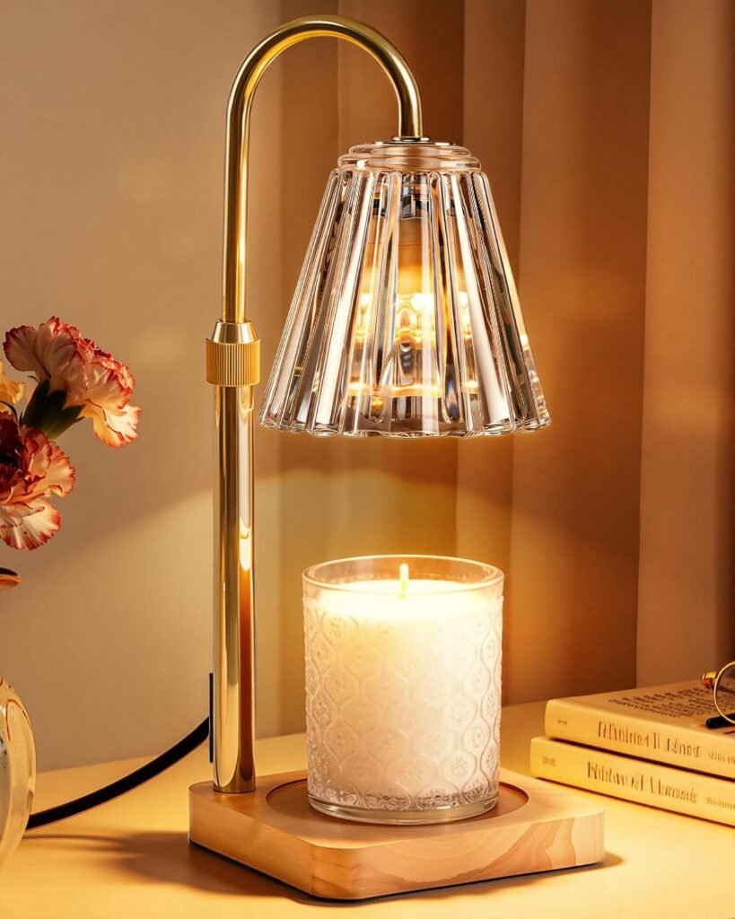 Marycele Candle Warmer Lamp with Timer & Dimmer - Mothers Day Gifts for Women Mom Her, Aesthetic Office Home Decor, Adjustable Height Wax Melter for Candle Jar & 3-Wick Candles (2 Bulbs Included)