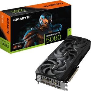 GIGABYTE GeForce RTX 5080 WINDFORCE OC SFF 16G Graphics Card, WINDFORCE Cooling System, 16GB 256-bit GDDR7, GV-N5080WF3OC-16GD Video Card comatible with Desktop